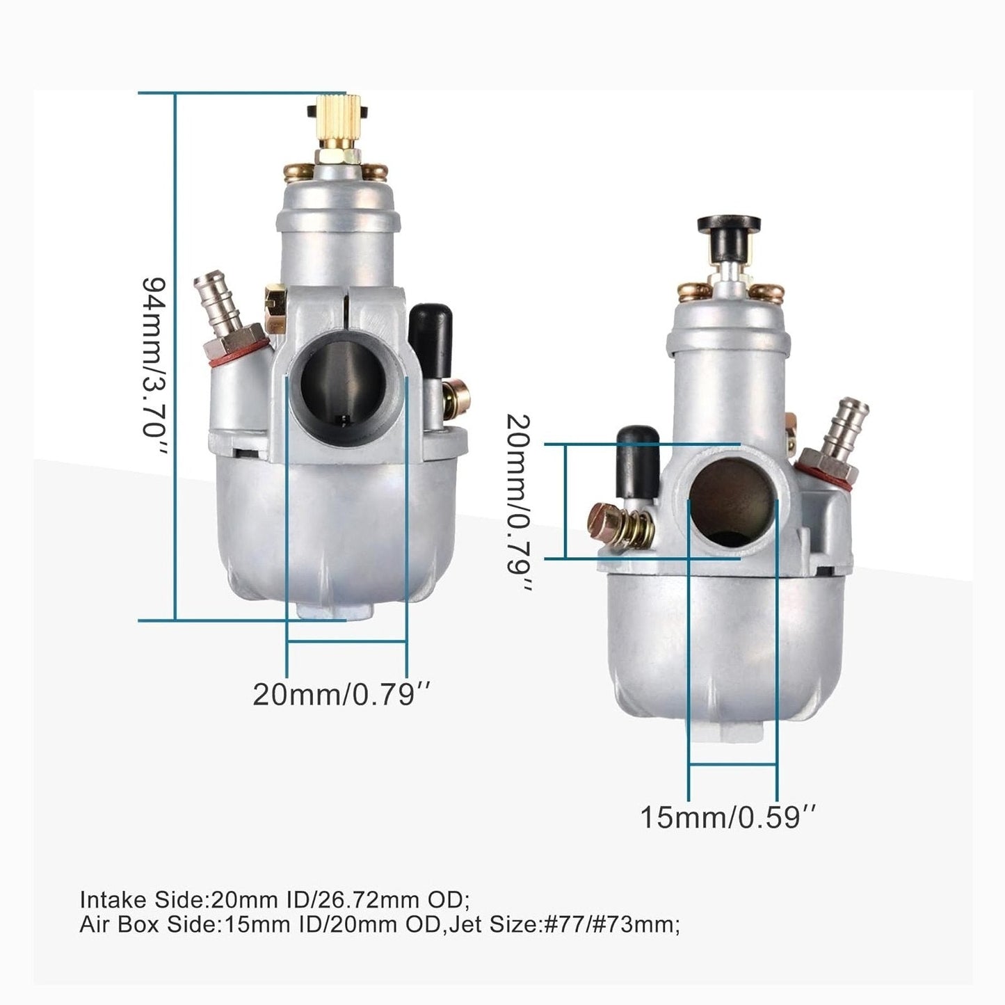 GOOFIT 15mm Style Carb Carburetor Replacement for Puch Maxi Sport Luxe Newport E50 MK MKII Murray Kromag