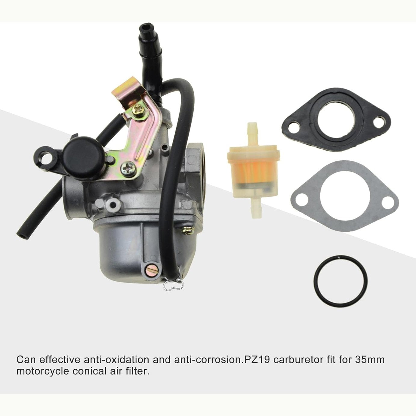 GOOFIT 19mm Carburetor with Cable Choke/Oil filter and Gasket for XR/CRF 4 stroke 50cc 70cc 90cc 110cc 125cc ATV Scooter Dirt Bike Pocket Bike Go Kart