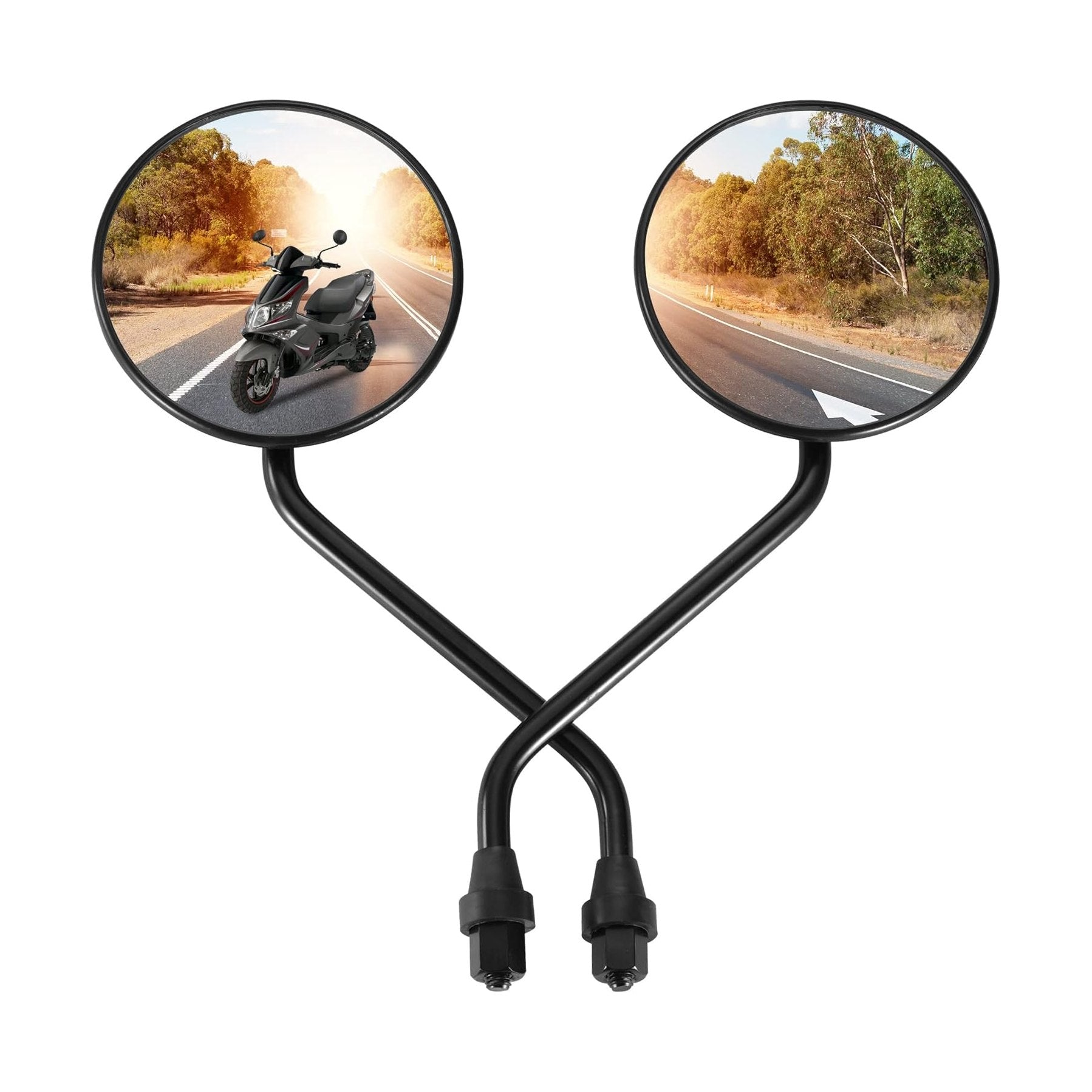 GOOFIT 2pcs Universal 8mm Black Round Plastic Rearview Mirrors for 50cc 70cc 90cc 110cc 125cc 150cc 200cc 250cc ATV Scooter Motorcycle