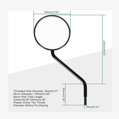 GOOFIT 2pcs Universal 8mm Black Round Plastic Rearview Mirrors for 50cc 70cc 90cc 110cc 125cc 150cc 200cc 250cc ATV Scooter Motorcycle
