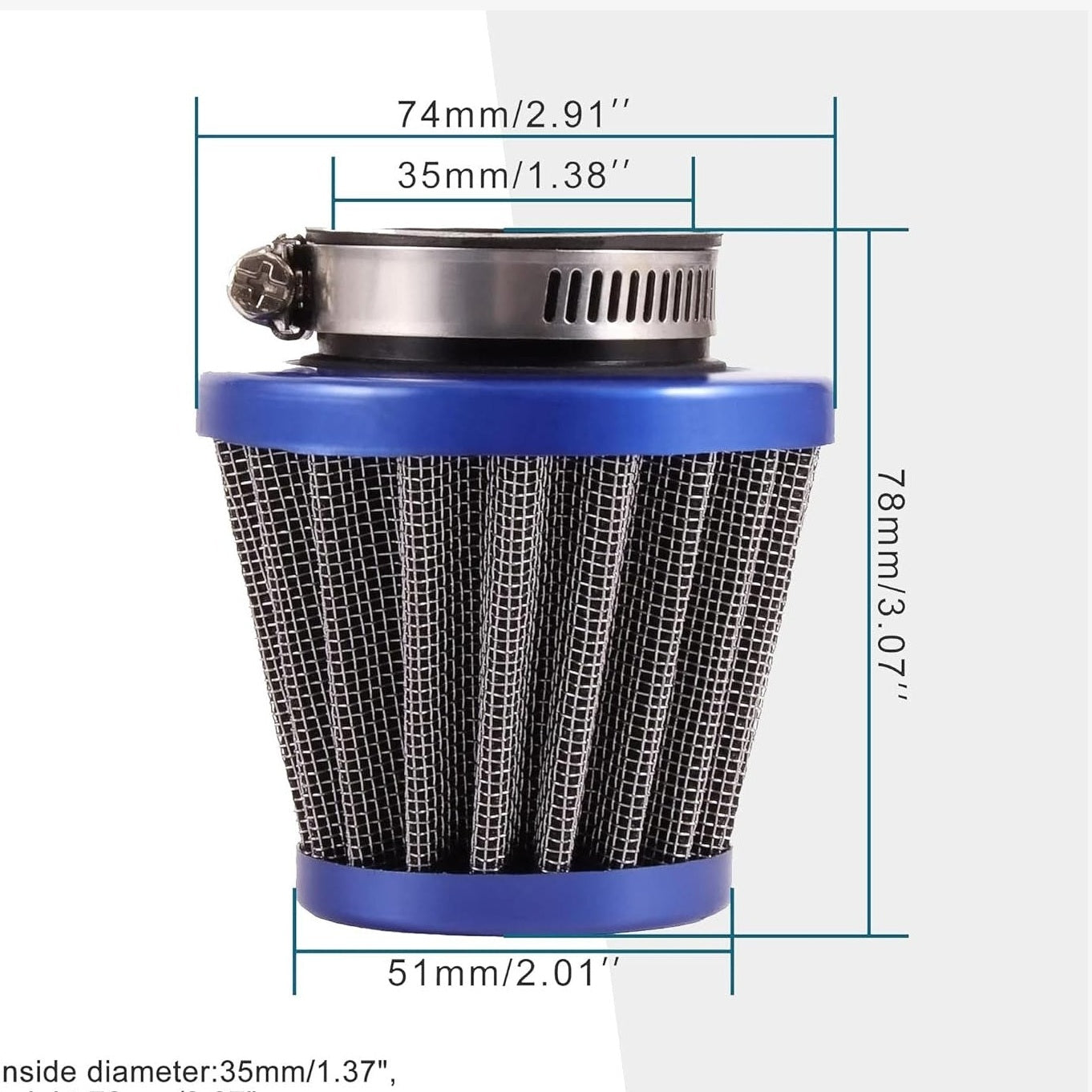GOOFIT 35mm Motorcycle Blue Air Filter Replacement for 50cc 70cc 90cc 110cc 125cc ATV Quad Go Kart Pit Dirt Bike Parts