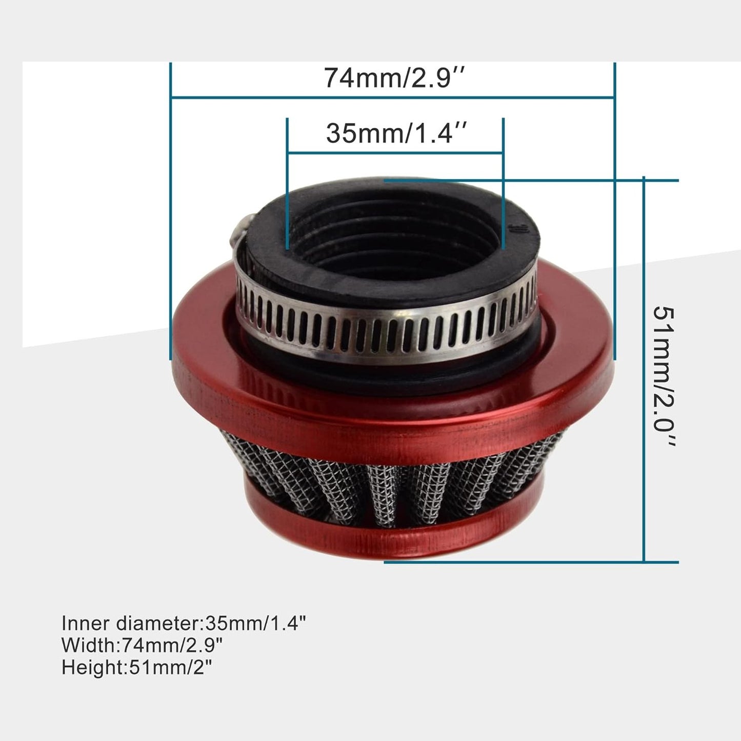 GOOFIT 35mm Red Air Filter for ATV Dirt Bike Go Kart Pit Bike 4 Wheeler Quad Dune Buggy