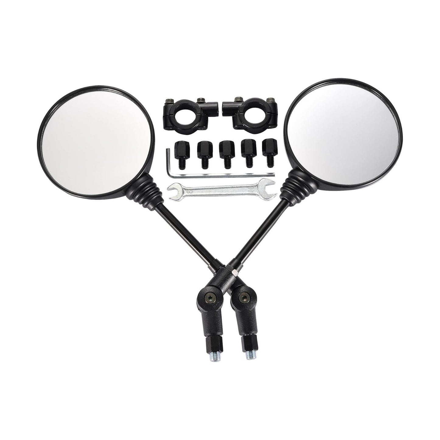 GOOFIT 360 Degree Adjustment Foldable Handlebar Mount Round HD Glass Wide-angle Rear View Mirror Replacement for ATV UTV Dirt Bike Quad Scooter Moped Motorcycle GY6 Go Kart Buggy