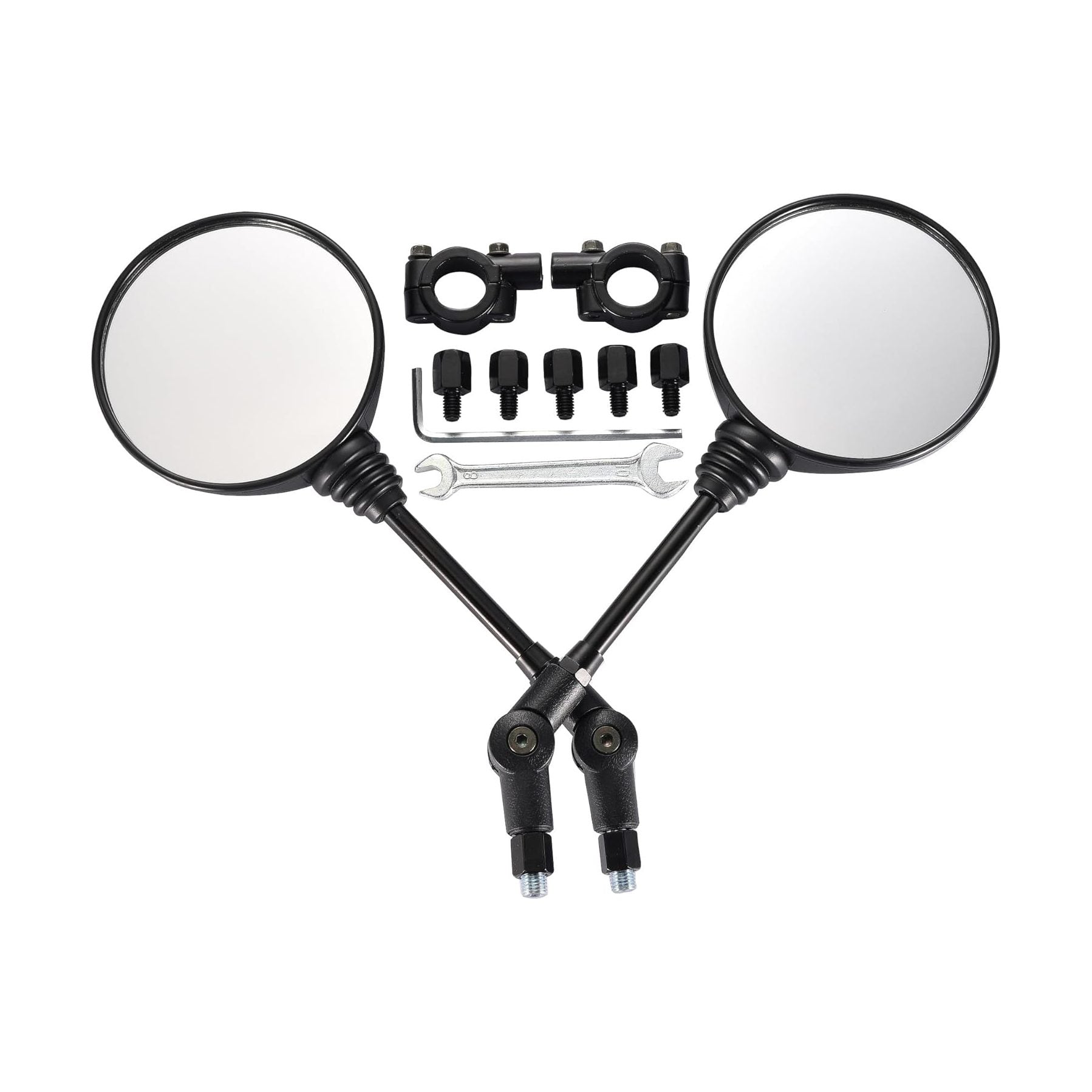 GOOFIT 360 Degree Adjustment Foldable Handlebar Mount Round HD Glass Wide-angle Rear View Mirror Replacement for ATV UTV Dirt Bike Quad Scooter Moped Motorcycle GY6 Go Kart Buggy