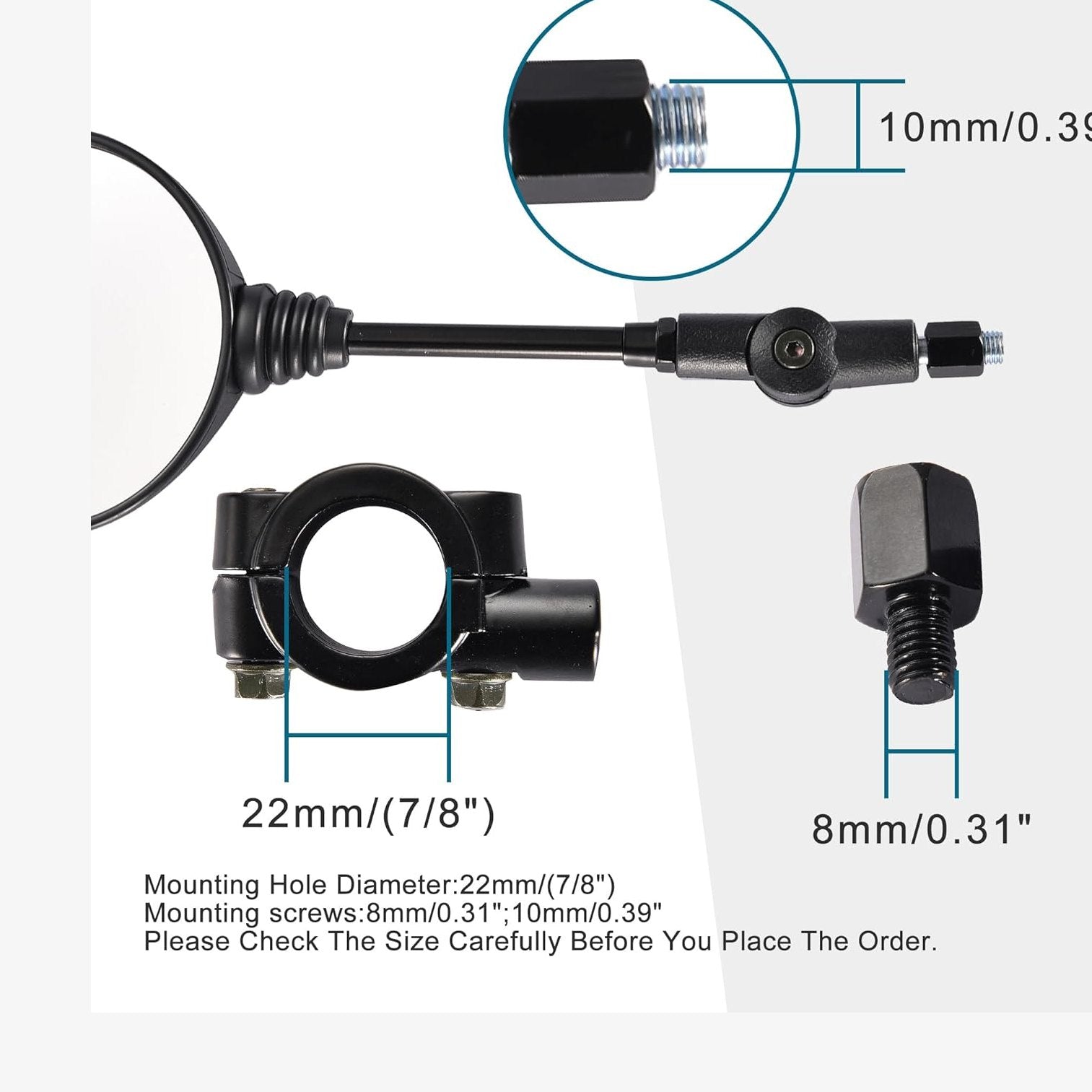 GOOFIT 360 Degree Adjustment Foldable Handlebar Mount Round HD Glass Wide-angle Rear View Mirror Replacement for ATV UTV Dirt Bike Quad Scooter Moped Motorcycle GY6 Go Kart Buggy