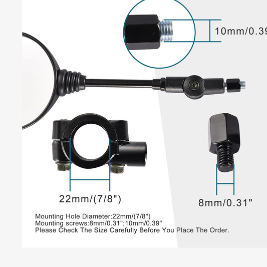 GOOFIT 360 Degree Adjustment Foldable Handlebar Mount Round HD Glass Wide-angle Rear View Mirror Replacement for ATV UTV Dirt Bike Quad Scooter Moped Motorcycle GY6 Go Kart Buggy
