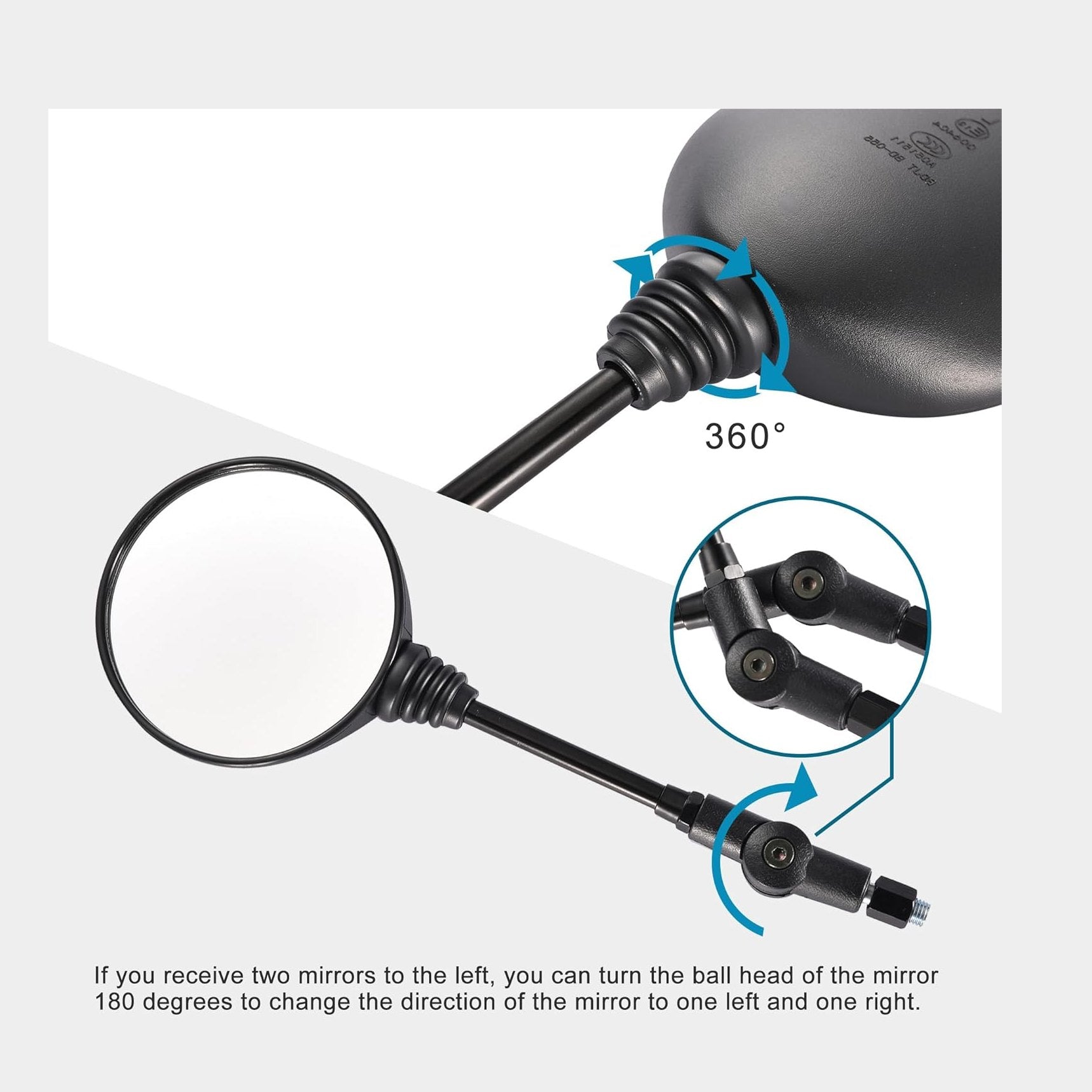 GOOFIT 360 Degree Adjustment Foldable Handlebar Mount Round HD Glass Wide-angle Rear View Mirror Replacement for ATV UTV Dirt Bike Quad Scooter Moped Motorcycle GY6 Go Kart Buggy