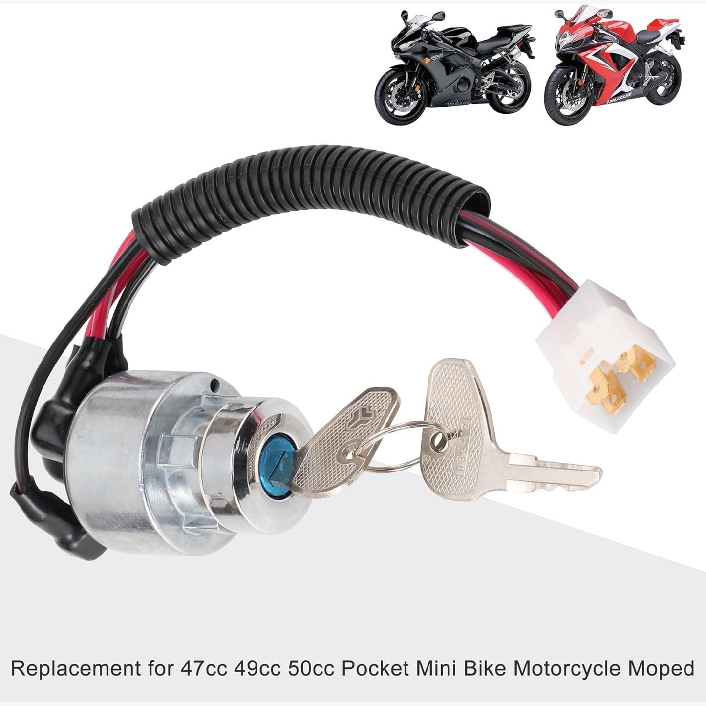 GOOFIT 4 Wire Ignition Key Switch Replacement for 47cc 49cc 50cc Pocket Mini Bike Motorcycle Moped