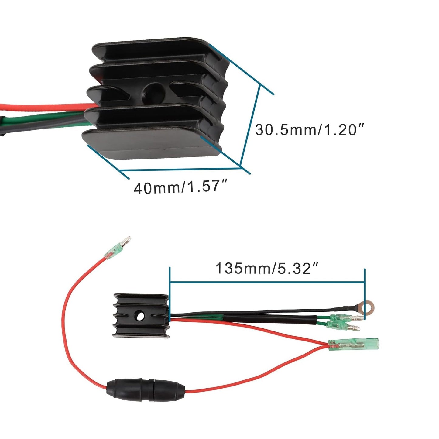 GOOFIT 4 Wire Voltage Regulator Rectifier Replacement for 25-70 1984‑2001 Engine Parts OEM 6G1-81970-61