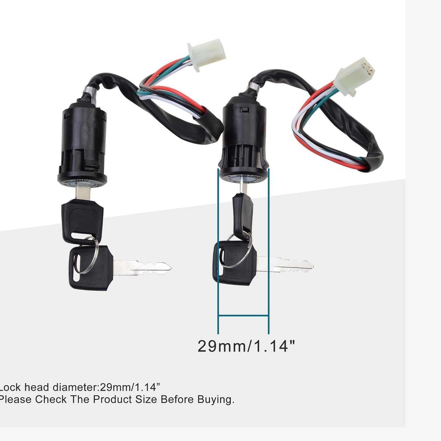 GOOFIT 4 Wire female Ignition Key Switch Lock Replacement for Go Kart Quad Dirt Bike ATV Kazuma Tank Roketa SUNL Electra Baja Hensim Alien Motors Pack of 2