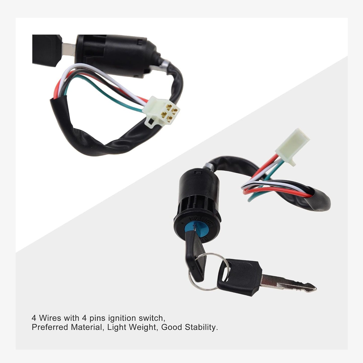 GOOFIT 4 Wire female Ignition Key Switch Lock Replacement for Go Kart Quad Dirt Bike ATV Kazuma Tank Roketa SUNL Electra Baja Hensim Alien Motors Pack of 2