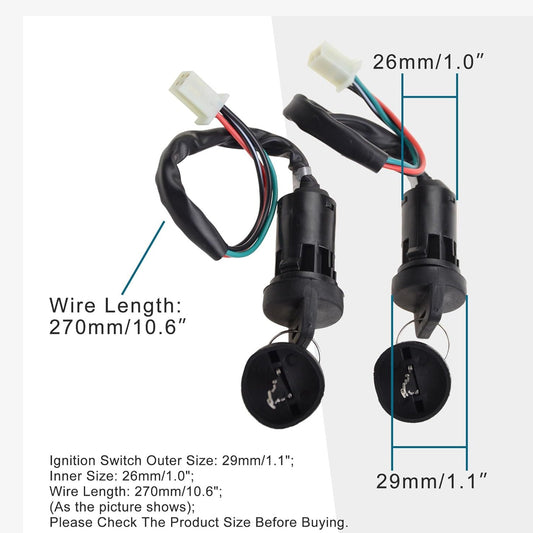 GOOFIT 4 Wires Ignition Switch Key Set with Cap Replacement for 50cc 70cc 90cc 110cc 125cc 150cc 200cc 250cc TaoTao SUNL ATV Dirt Bike Electric Scooter Pack of 2