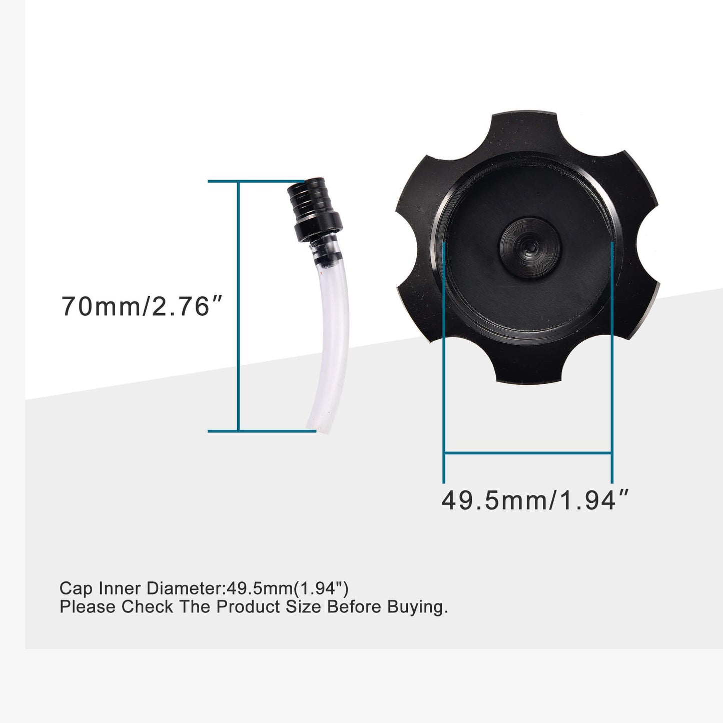 GOOFIT 49.5mm Racing Gas Fuel Tank Cap Replacement for SSR Thumpstar TTR Kayo Taotao Kazuma Coolste 50cc-125cc Motorcycle Pit Bike Black