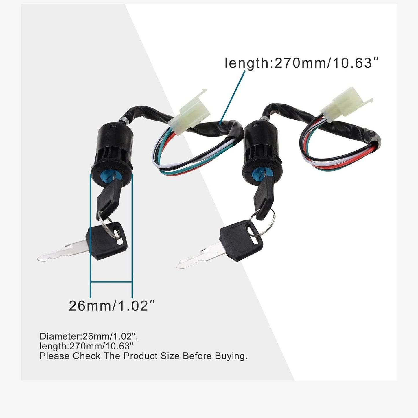 GOOFIT 4Pin Ignition Key Switch Set for Chinese Made 50cc 70cc 90cc 110cc 125cc 150cc 250cc ATV Dirt Bike Pocket Bike Quad Pack of 2