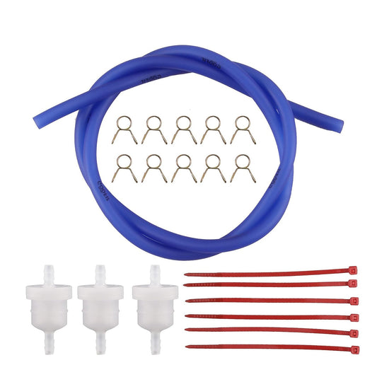GOOFIT 4mm Inner Diameter Fuel Hose Line with Gas Filter Spring Clips Replacement for Universal ATV Motorcycle Dirt Bike Moped Pocket Bike Go Kart