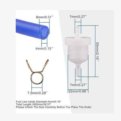 GOOFIT 4mm Inner Diameter Fuel Hose Line with Gas Filter Spring Clips Replacement for Universal ATV Motorcycle Dirt Bike Moped Pocket Bike Go Kart