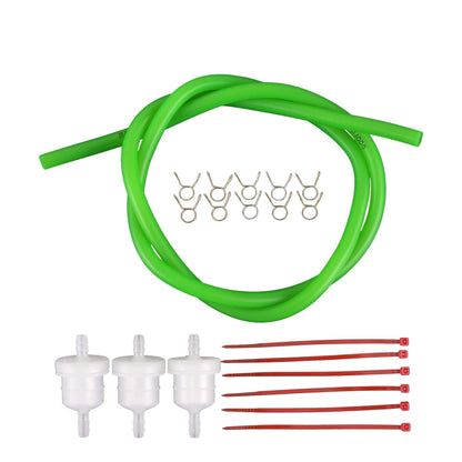 GOOFIT 4mm Inner Diameter Fuel Hose Line with Gas Filter Spring Clips Replacement for Universal ATV Motorcycle Dirt Bike Moped Pocket Bike Go Kart