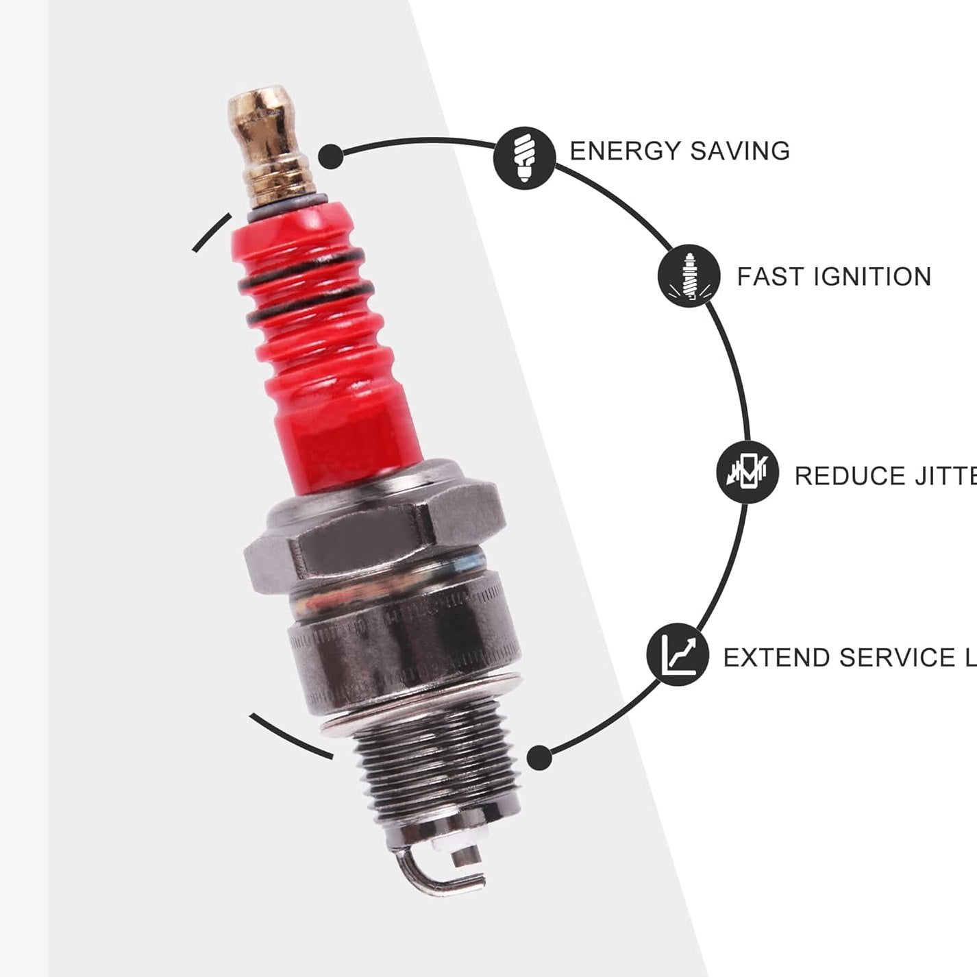 GOOFIT 4pcs New Motorcycle Spark Plug E6TC Replacement for 50cc 70cc 90cc 110cc Moped Scooter ATV Dirt Quad Go Kart