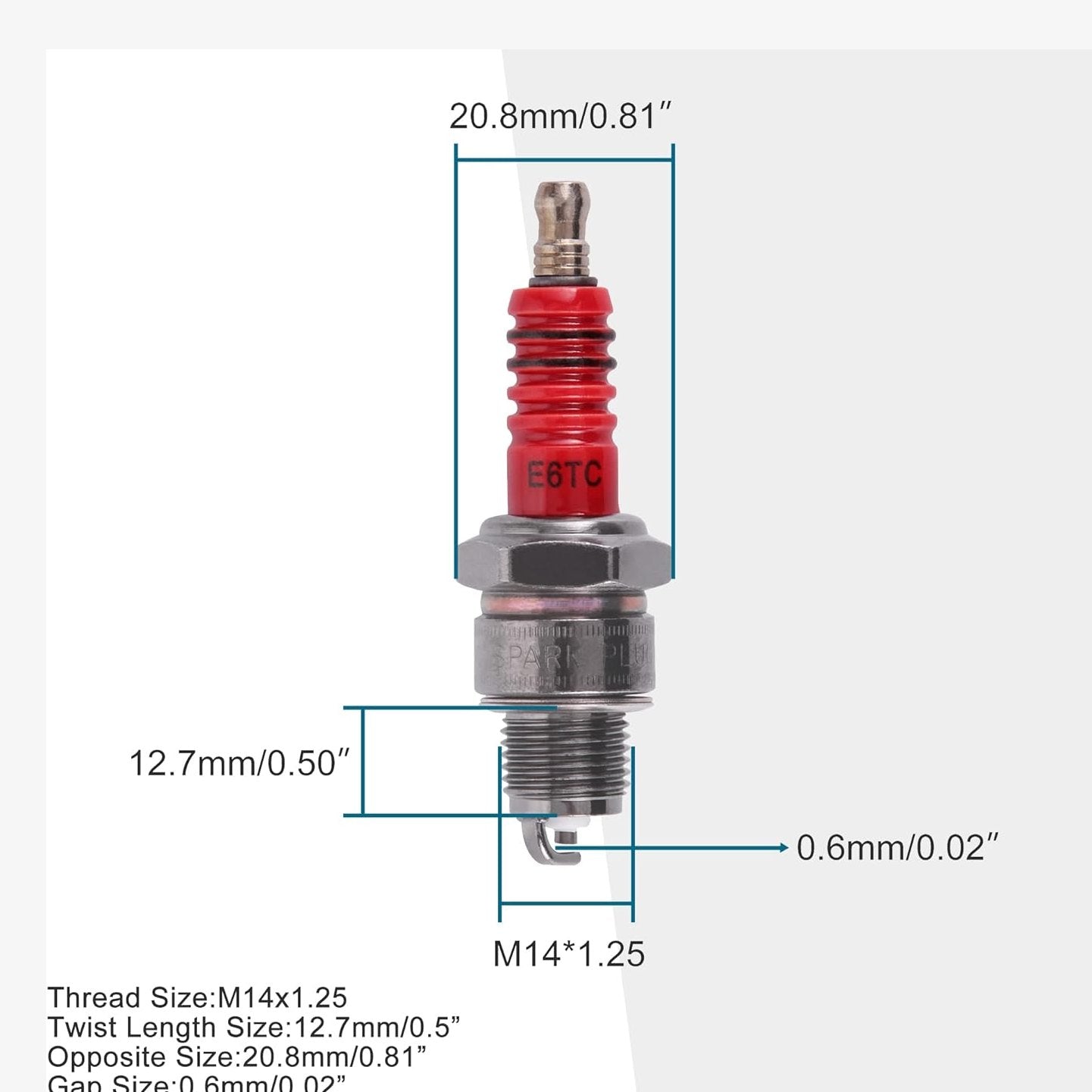 GOOFIT 4pcs New Motorcycle Spark Plug E6TC Replacement for 50cc 70cc 90cc 110cc Moped Scooter ATV Dirt Quad Go Kart
