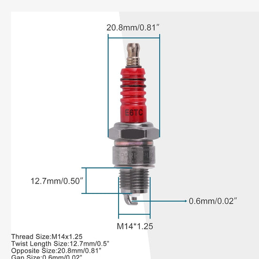 GOOFIT 4pcs New Motorcycle Spark Plug E6TC Replacement for 50cc 70cc 90cc 110cc Moped Scooter ATV Dirt Quad Go Kart