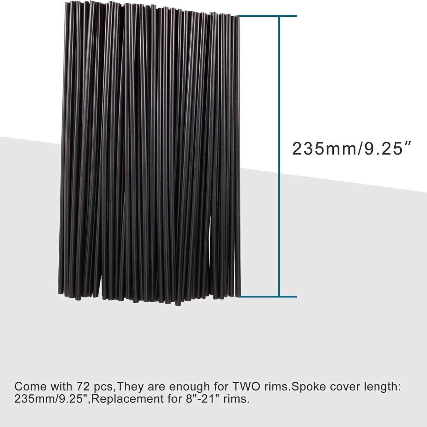 GOOFIT 72Pcs Motorcycle Spoke Skins Covers Coats Wheels Trim Cover Pipe Decorative Protective Wraps Kits for SUV Bicycle Off-Road Dirt Bike Black