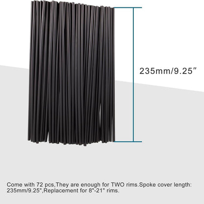 GOOFIT 72Pcs Motorcycle Spoke Skins Covers Coats Wheels Trim Cover Pipe Decorative Protective Wraps Kits for SUV Bicycle Off-Road Dirt Bike Black