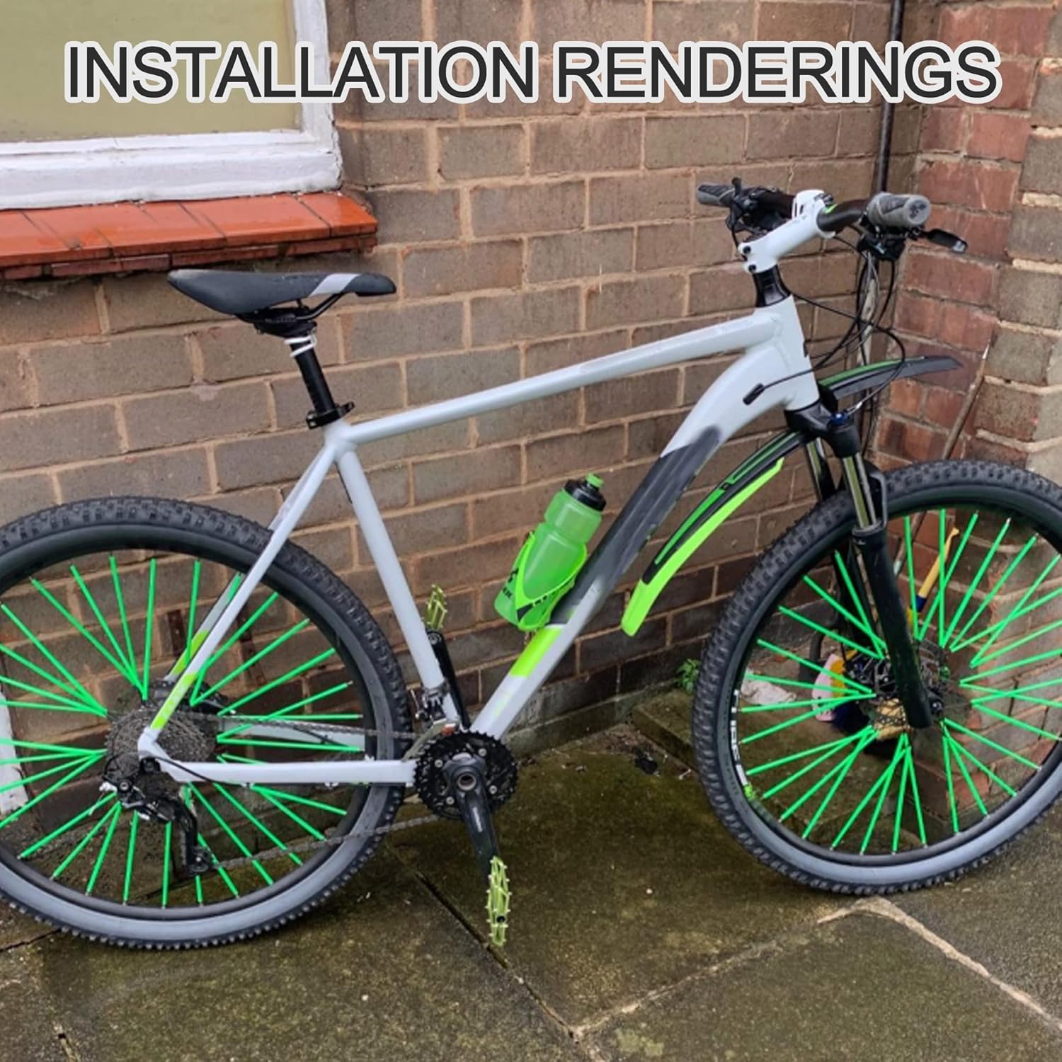 GOOFIT 72Pcs Motorcycle Spoke Skins Covers Coats Wheels Trim Cover Pipe Decorative Protective Wraps Kits for SUV Bicycle Off-Road Dirt Bike Green