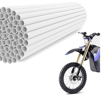 GOOFIT 72Pcs Motorcycle Spoke Skins Covers Coats Wheels Trim Cover Pipe Decorative Protective Wraps Kits for Bicycle & Motorcycle Plastic Rims Spoke Skins White