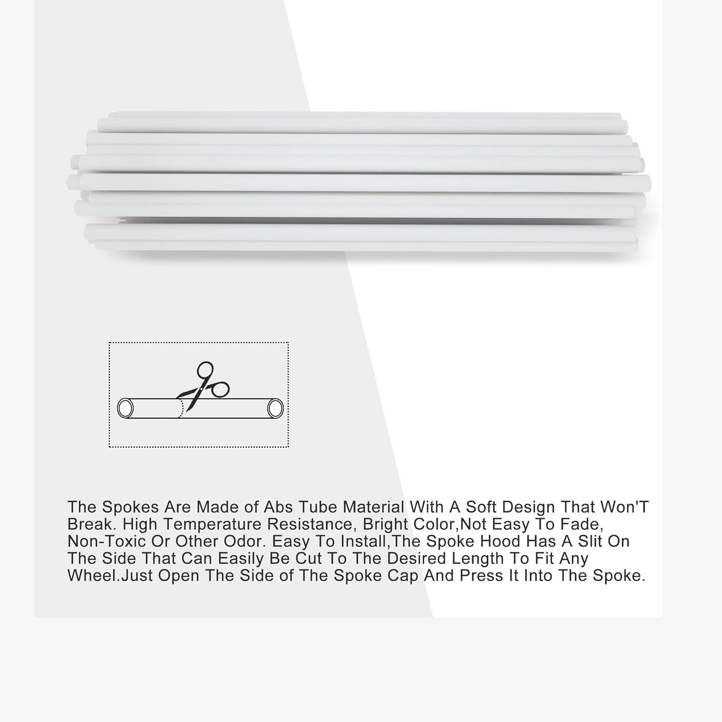 GOOFIT 72Pcs Motorcycle Spoke Skins Covers Coats Wheels Trim Cover Pipe Decorative Protective Wraps Kits for Bicycle & Motorcycle Plastic Rims Spoke Skins White