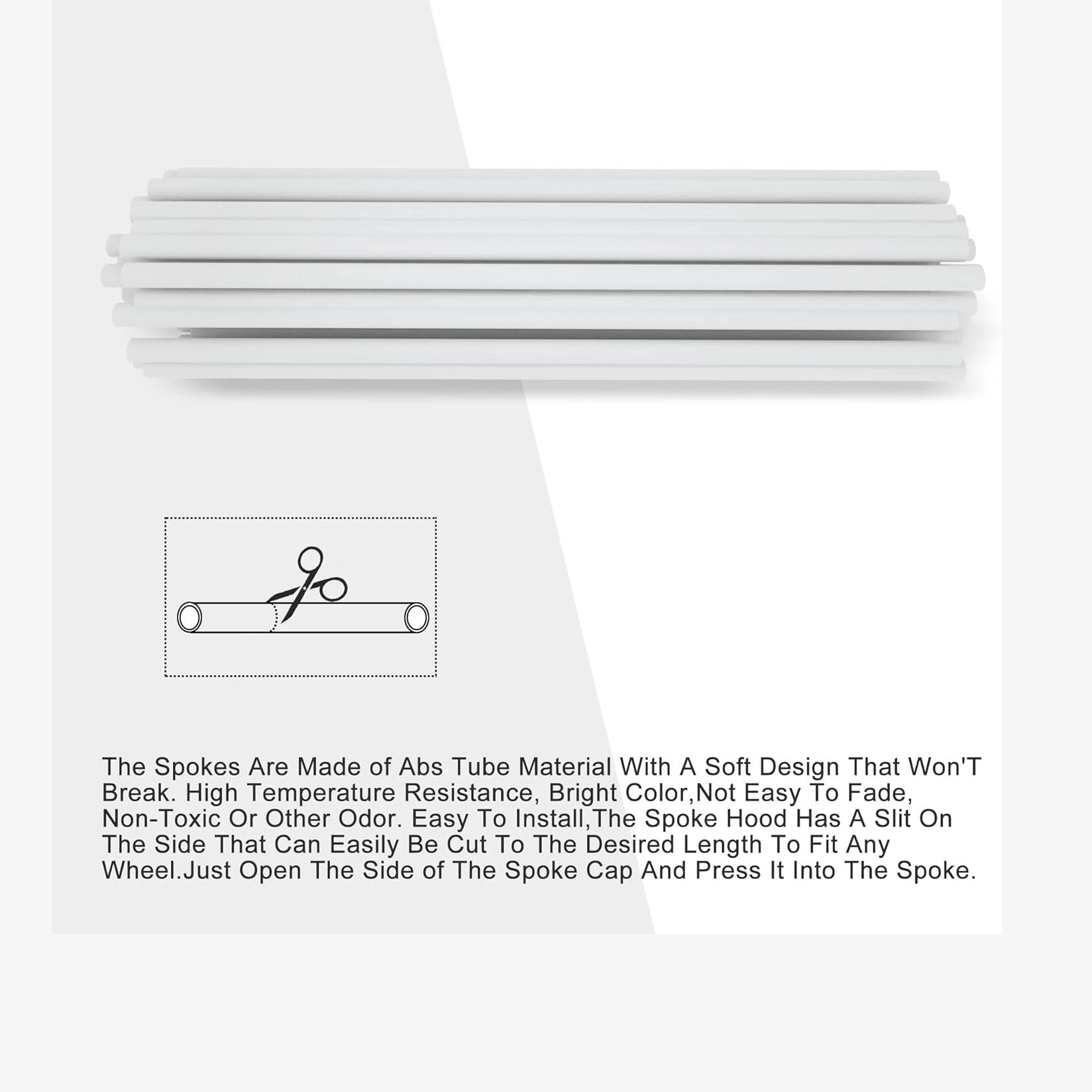 GOOFIT 72Pcs Motorcycle Spoke Skins Covers Coats Wheels Trim Cover Pipe Decorative Protective Wraps Kits for Bicycle & Motorcycle Plastic Rims Spoke Skins White