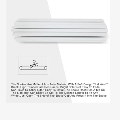 GOOFIT 72Pcs Motorcycle Spoke Skins Covers Coats Wheels Trim Cover Pipe Decorative Protective Wraps Kits for Bicycle & Motorcycle Plastic Rims Spoke Skins White