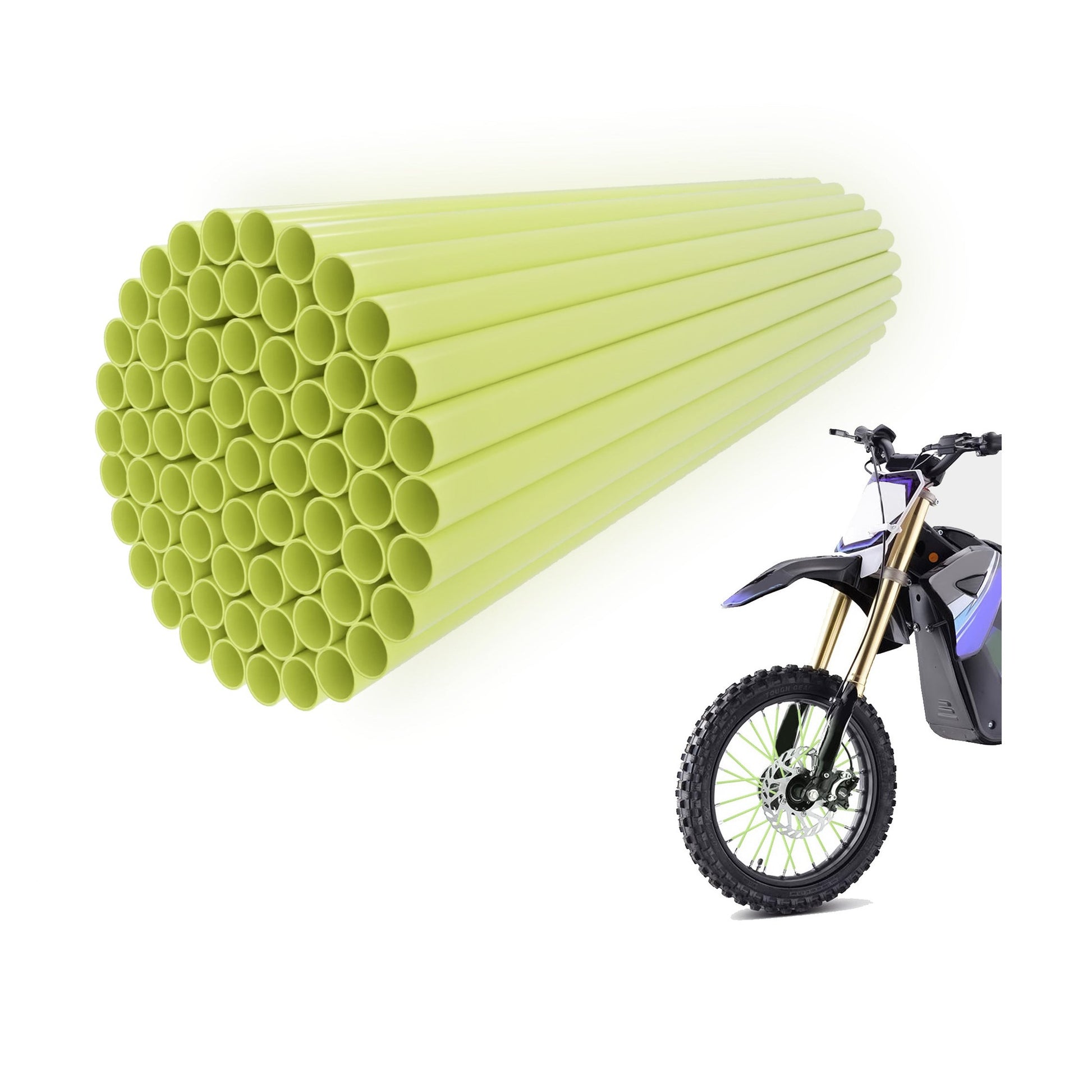 GOOFIT 72Pcs Motorcycle Spoke Skins Covers Coats Wheels Trim Cover Pipe Decorative Protective Wraps Kits for Bicycle & Motorcycle Plastic Rims Spoke Skins Yellow