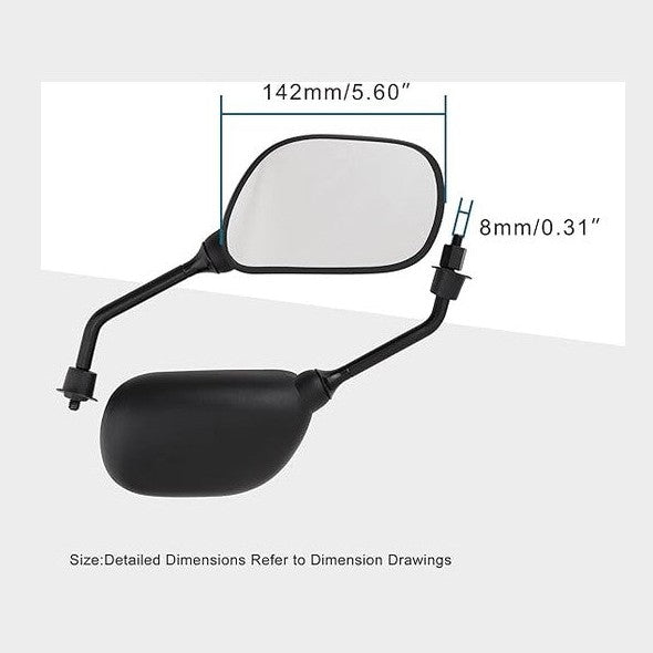 GOOFIT 8mm Black Plastic Rearview Mirror for 50cc 70cc 90cc 110cc 125cc 150cc 200cc 250cc ATV Scooter Motorcycle