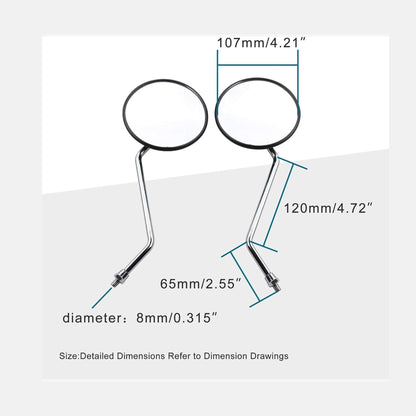 GOOFIT 8mm Black Round Rearview Mirror for 50cc 70cc 90cc 110cc 125cc 150cc 200cc 250cc ATV Quad Scooter Motorcycle Pit Dirt Bike Moped