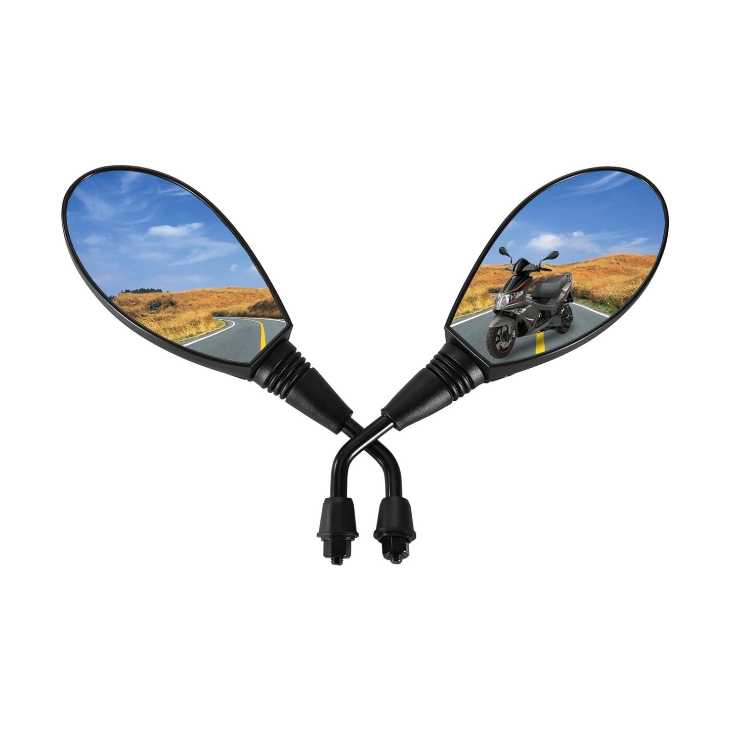 GOOFIT 8mm Clockwise Black Side Rear View Mirrors Replacement for Motorcycle Moped ATV GY6 Touring Bikes Sport Bike Racers Electric Scooter