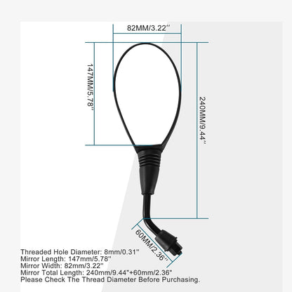 GOOFIT 8mm Clockwise Black Side Rear View Mirrors Replacement for Motorcycle Moped ATV GY6 Touring Bikes Sport Bike Racers Electric Scooter