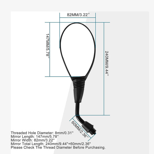 GOOFIT 8mm Clockwise Black Side Rear View Mirrors Replacement for Motorcycle Moped ATV GY6 Touring Bikes Sport Bike Racers Electric Scooter