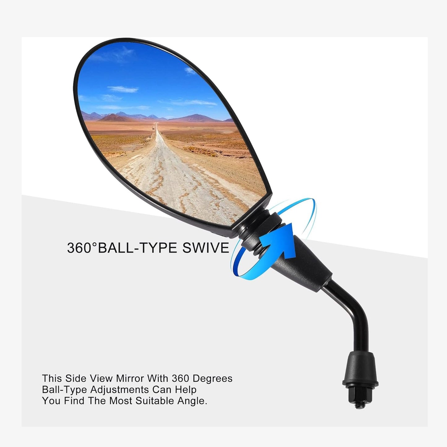 GOOFIT 8mm Clockwise Black Side Rear View Mirrors Replacement for Motorcycle Moped ATV GY6 Touring Bikes Sport Bike Racers Electric Scooter