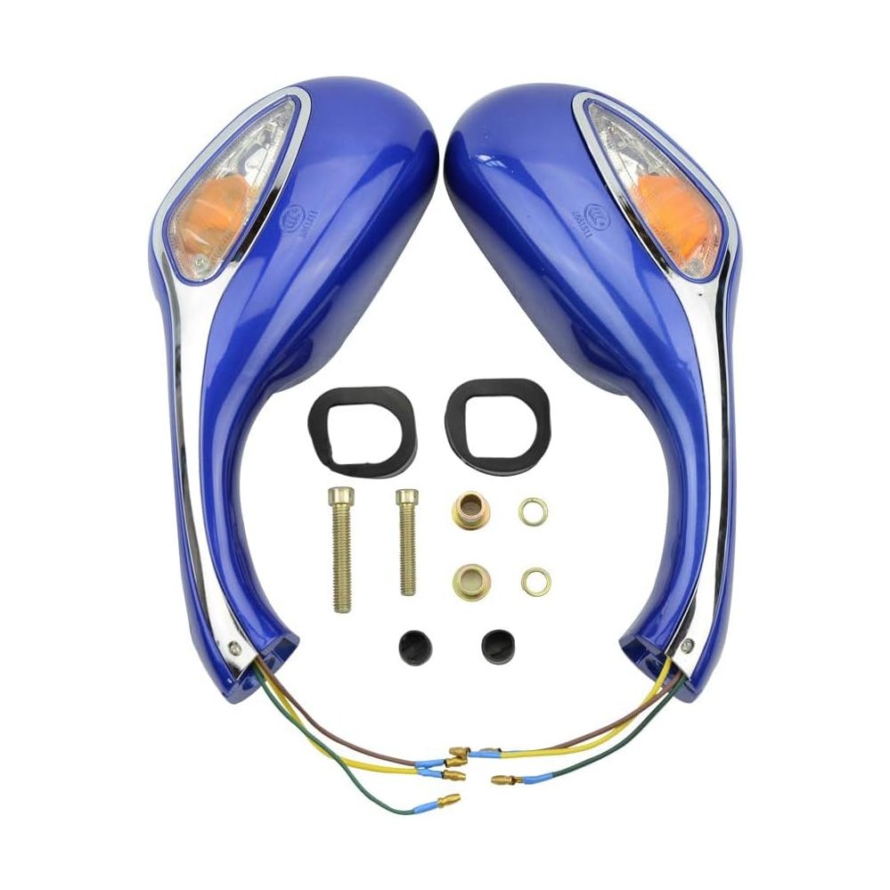 GOOFIT 8mm Motorcycle Rear View Mirror for GY6 50cc 125cc 150cc 250cc Scooter Moped Blue