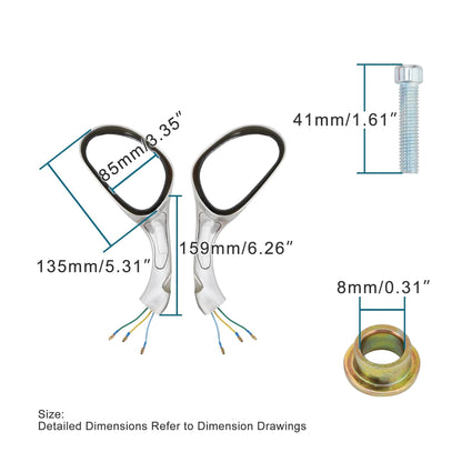 GOOFIT 8mm Motorcycle Rear View Mirror for GY6 50cc 125cc 150cc 250cc Scooter Moped Blue