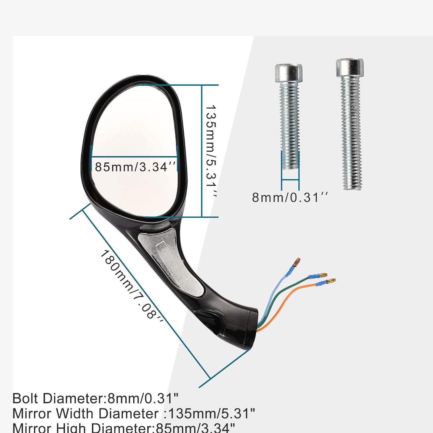 GOOFIT 8mm Scooter Rearview Mirrors 1 Pair for 50cc 70cc 90cc 110cc 125cc 150cc 200cc 250cc Moped Motorcycle Black