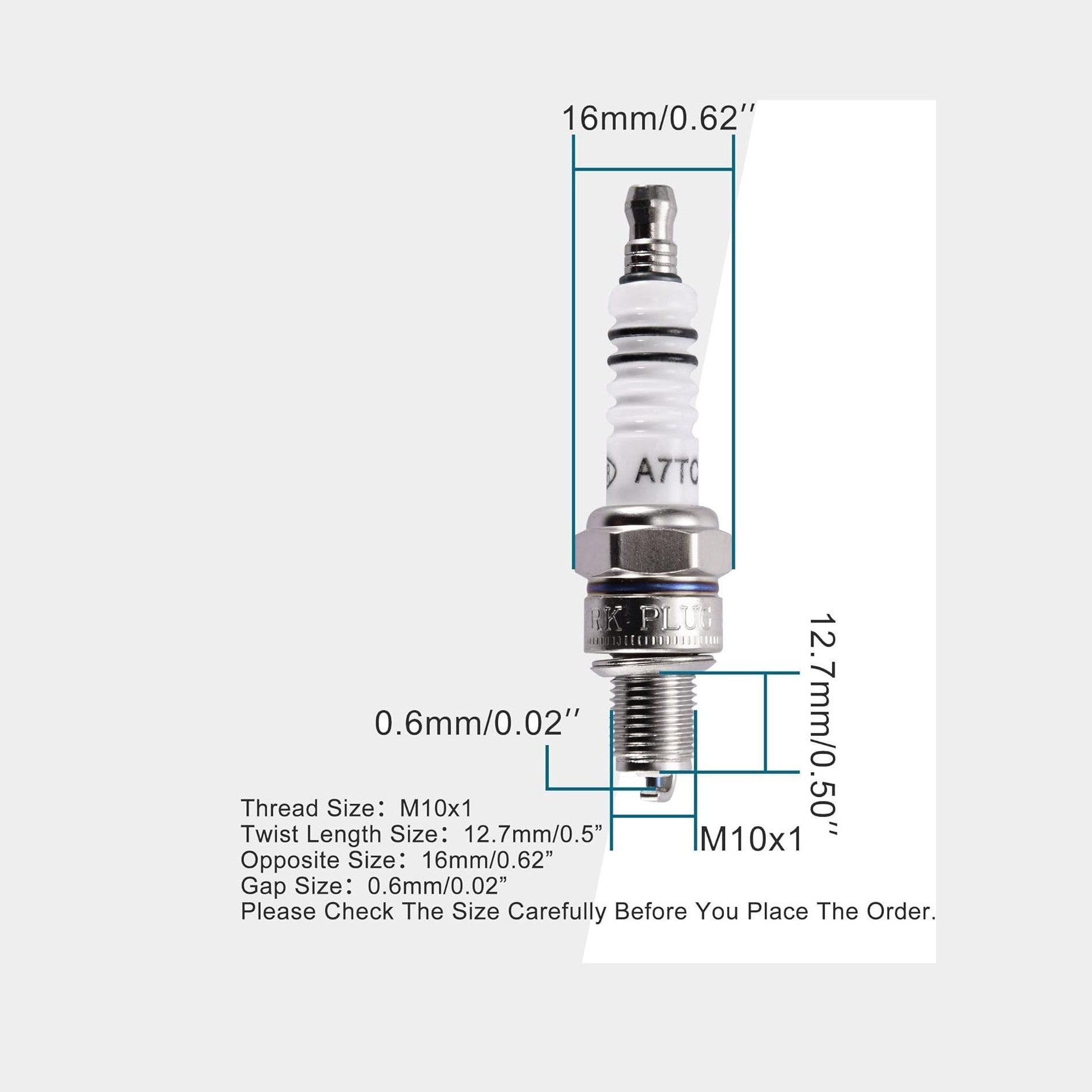 GOOFIT A7TC Spark Plug for 50cc 70cc 90cc 110cc 125cc 150cc Chinese ATV Dirt Bike Go Kart Moped