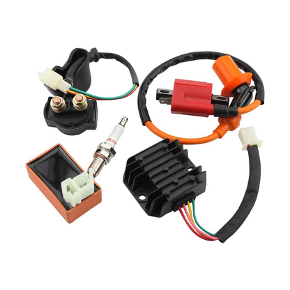GOOFIT AC Racing Ignition Coil 6 Pin CDI Voltage Regulator Rectifier Solenoid Relay for CG 125cc 150cc Vertical Engine ATV Quad Go Kart