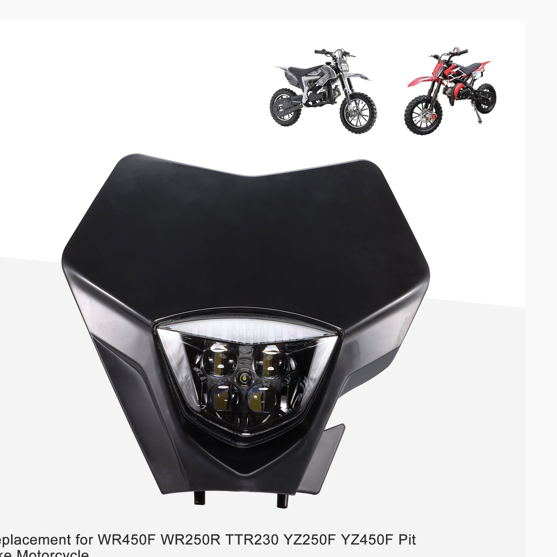 GOOFIT Black 12V 25W Led Headlight Universal Dirt Bike Head Light Lampshade Replacement for WR450F WR250R TTR230 YZ250F YZ450F Pit Bike Motorcycle
