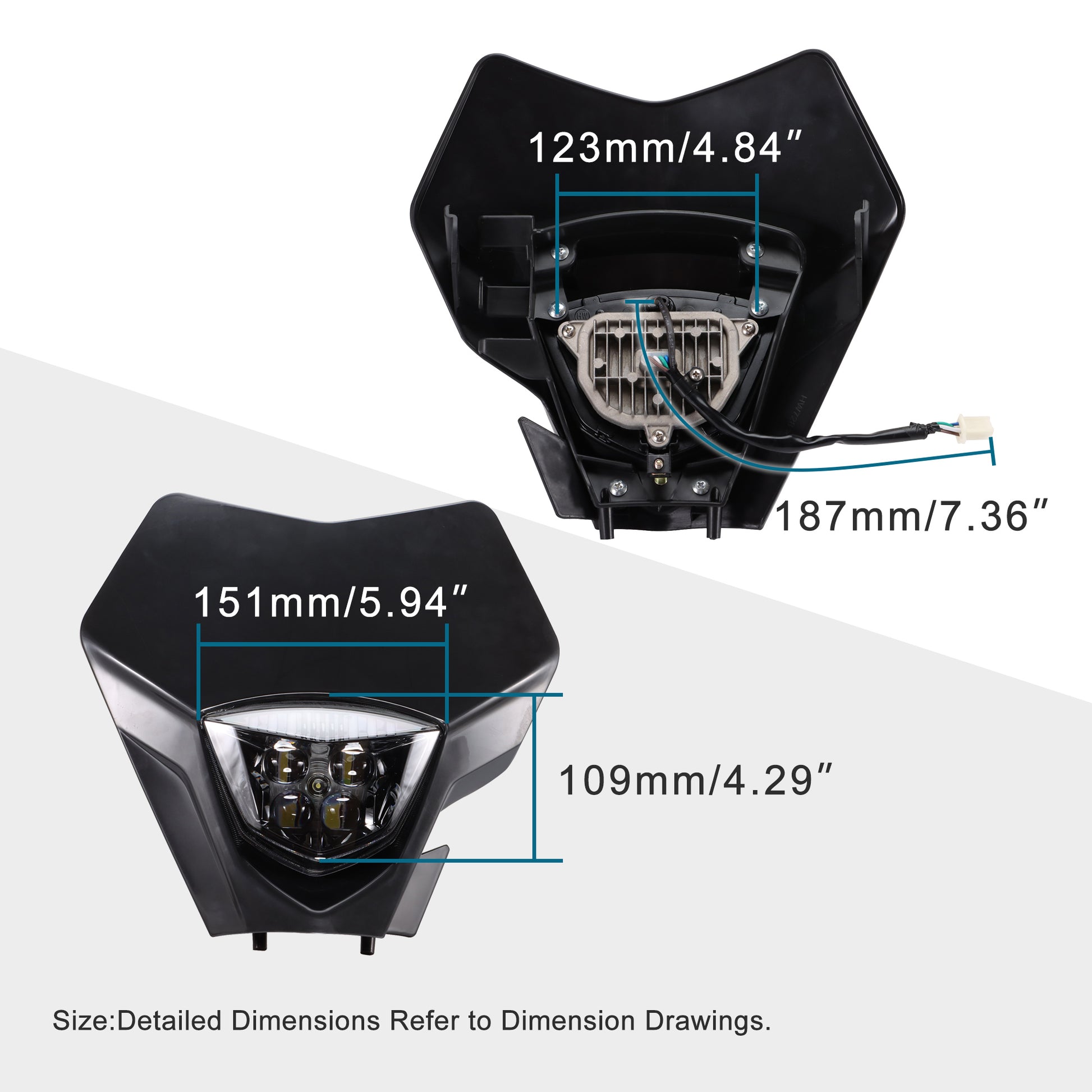 GOOFIT Black 12V 25W Led Headlight Universal Dirt Bike Head Light Lampshade Replacement for WR450F WR250R TTR230 YZ250F YZ450F Pit Bike Motorcycle