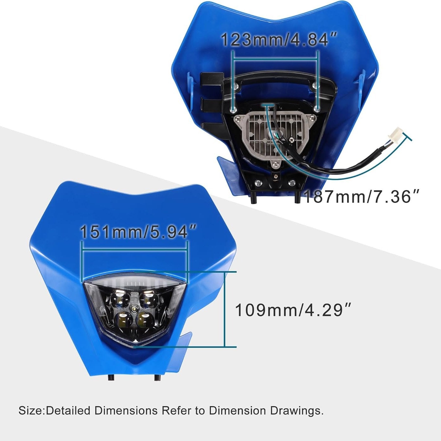 GOOFIT Blue 12V 25W Led Headlight Universal Dirt Bike Head Light Lampshade Replacement for YZ125 YZ250 YZ250F YZ450 YZ450F WR250F DRZ400 DRZ400SM Dirt Pit Bike Enduro Motocross Dual Sport