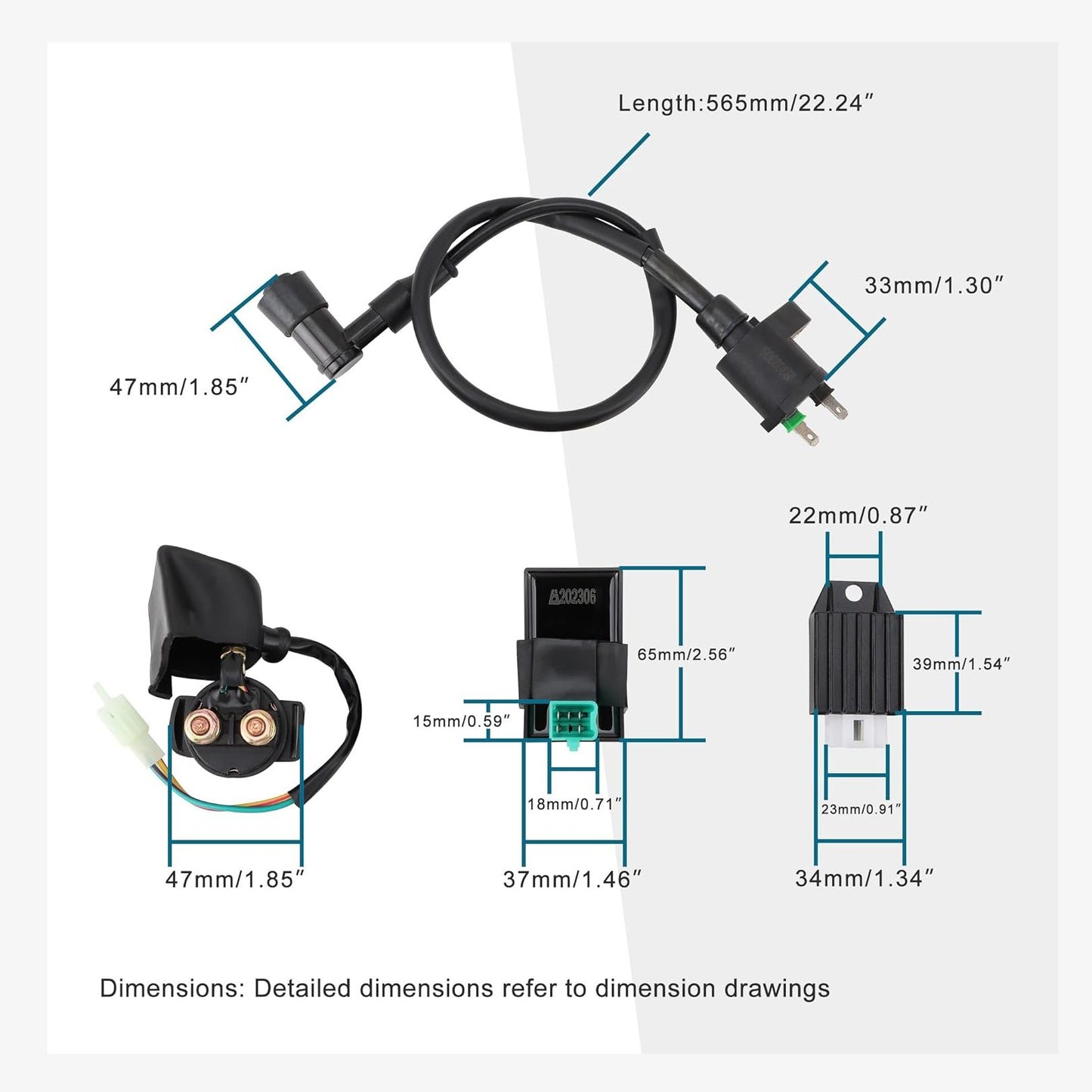 GOOFIT CDI Box Ignition Coil Solenoid Relay Voltage Regulator for 50cc 70cc 90cc 110cc 125cc ATV Dirt Bike and Go Kart