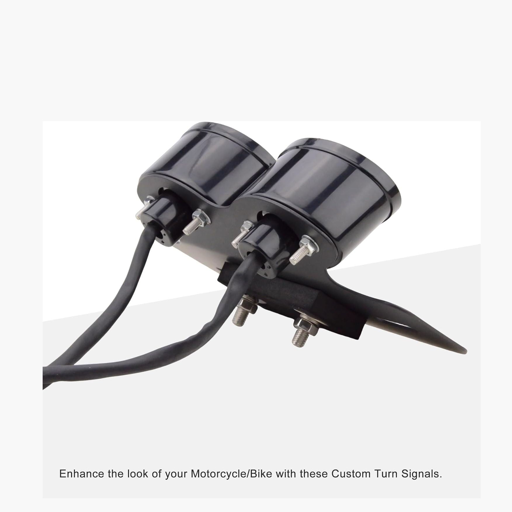 GOOFIT Chrome Motorcycle Double Cat Eye Bulb Rear Brake Indicator Tail Light With Integrated Turn Signals Gray Backup Lamp Replacement for Racing ATV Scooter Bike