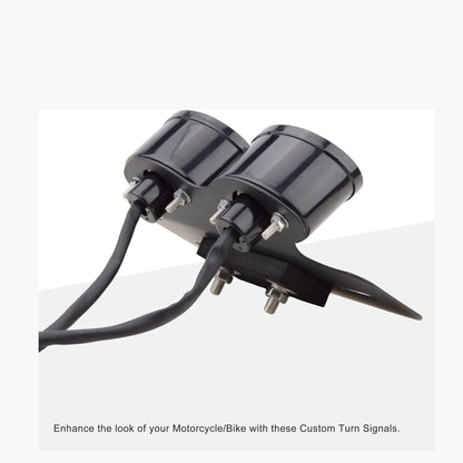 GOOFIT Chrome Motorcycle Double Cat Eye Bulb Rear Brake Indicator Tail Light With Integrated Turn Signals Gray Backup Lamp Replacement for Racing ATV Scooter Bike