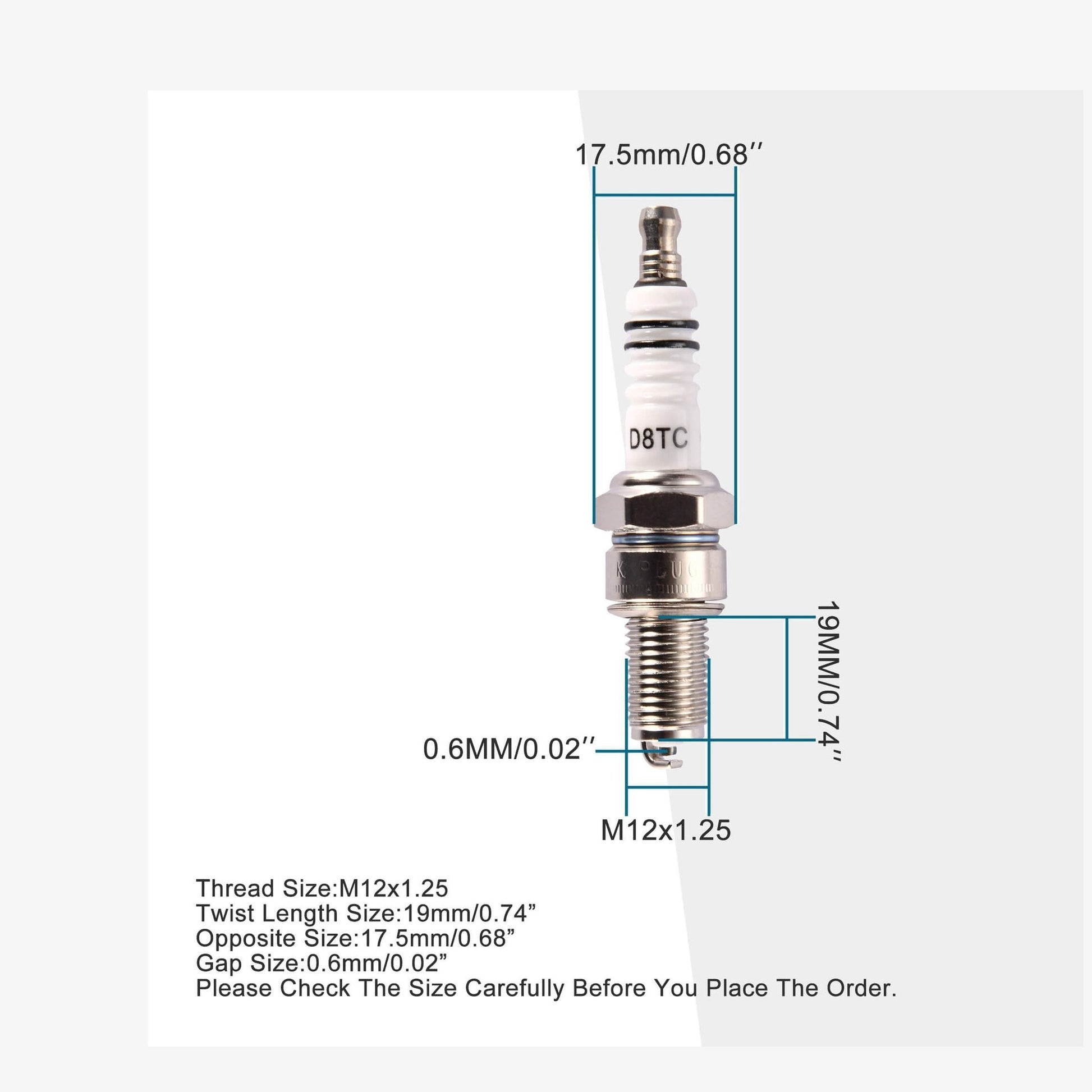 GOOFIT D8TC Spark Plug for 125cc 150cc 200cc 250cc Chinese ATV CF250 Water Cooled Engine Dirt Bike Go Kart Moped Scooter Pack of 4